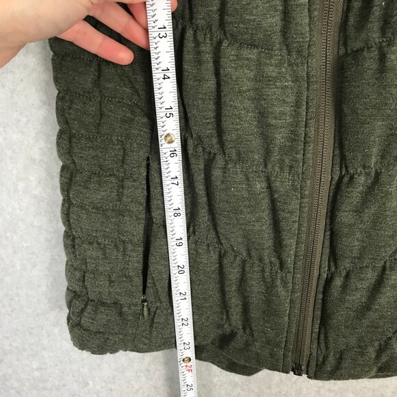 Blanc Noir Puffer Vest Small Quilted Ruched Hooded Jersey Hiking Hunter Army - Picture 5 of 10